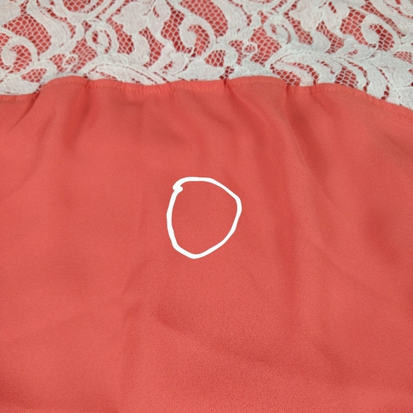 Anthro Maeve Coral Blouse with Lace Sleeves - Picture 7 of 8